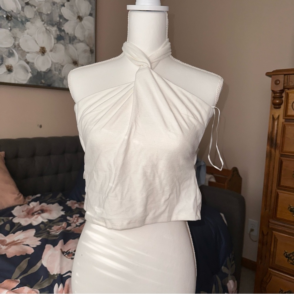 White Open Back Top